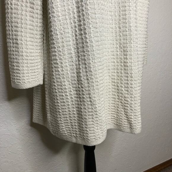 Talbots white ivory silver metallic open front long sweater jacket size 1X NWT - Picture 13 of 14